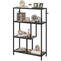 HOMCOM 4-Tier Bookshelf with Open Shelves - Charcoal Grey(m-11)