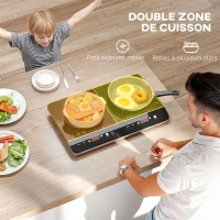 HOMCOM Plaque à induction double portable 3500 W 10 températures 8 puissances minuterie écran LED verrouillage enfant noir(m-5)