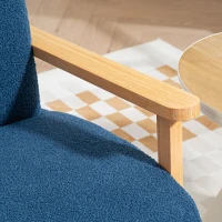 HOMCOM Sofá de 2 Plazas Tapizado en Borreguito 118 cm con Acolchado Grueso Reposabrazos y Patas de Madera Azul Oscuro(m-9)