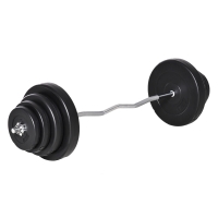 HOMCOM Barra de Pesas Curvada 70 kg Barra de Rizo Set de Musculación con 8 Discos de Pesos 2,5kg-15kg Intercambiables para Entrenamiento Culturismo en Gimnasio Casa 140x38,5x38,5 cm Negro