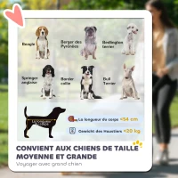 PawHut Poussette pour chien 3 roues avec pliage facile, sac de rangement, coussin souple, laisse de sécurité, gris(m-4)