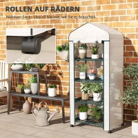 Outsunny Folien-Gewächshaus, Treibhaus, Mini-Gewächshaus, Pflanzenhaus, Frühbeet, 4 Regalfächer, 69 x 50 x 165 cm, Weiß(m-6)