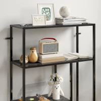 HOMCOM 4-Tier Bookshelf with Open Shelves - Charcoal Grey(m-9)