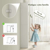 HOMCOM Meuble de salle de bain colonne avec 2 portes et 4 étagères réglables, 40 x 35 x 180 cm, blanc(m-5)