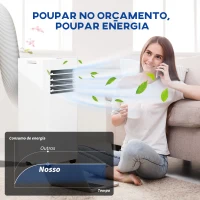 HOMCOM Ar Condicionado Portátil 3 em 1 9000 BTU 24,1 L/Dia com Controlo Remoto e Ecrã LED Temporizador 24h 30x29x69 cm Branco(m-9)