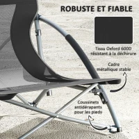 Outsunny Lot de 2 chaises de plage pliable chaises camping pliante légère sac de transport porte-gobelet 58 x 55 x 62 cm noir(m-7)