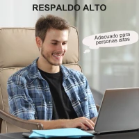 HOMCOM Sillón de Salón Tapizado en PU con Marco de Madera Cojines Acolchados Gruesos Caqui y Madera Nogal(m-4)