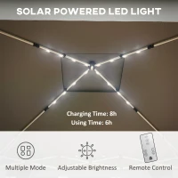 Outsunny Pawilon ogrodowy z lampkami LED zasilany energią słoneczną, 336 cm x 336 cm x 270 cm, Szary(m-4)