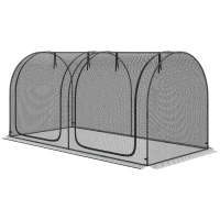 Outsunny 2,49 x 1,2 m Gartennetz, Pflanzenschutzzelt mit Tür, Winddichtes Schädlingsschutznetz mit Stahlrahmen, Schwarz(m-1)