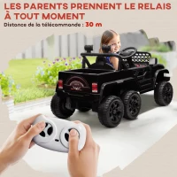 AIYAPLAY Voiture électrique enfant buggy électrique enfant 2 moteurs 12 V 3 vitesses remorque arrière 122L x 62,5l x 65H cm noir(m-6)