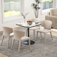 HOMCOM Table à manger pour 4 personnes table de cuisine style moderne avec plateau effet marbre et base ronde, 70 x 70 cm, blanc(m-2)