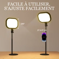 HOMCOM Lampe de bureau LED dimmable 5 modes de couleur 10 niveaux de luminosité port USB minuterie support pour téléphone noir(m-7)