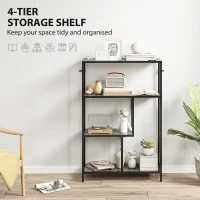 HOMCOM 4-Tier Bookshelf with Open Shelves - Charcoal Grey(m-4)