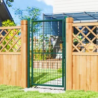 Outsunny Portillon de jardin en acier 97 x 200 cm portail de jardin avec serrure, clés et poignée, vert(m-2)