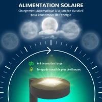 Outsunny Lot de 8 spot solaire extérieur, lampe solaire extérieure marche/arrêt automatique, lumière solaire 12 x 10 x 46 cm noir(m-4)