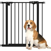 PawHut Türschutzgitter für Hunde, Absperrgitter, Schutzgitter für Haustiere, Metall, Kunststoff, 74-80 cm, Schwarz(m-10)