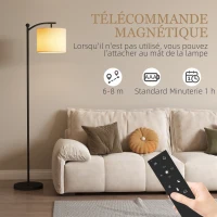 HOMCOM Lampadaire dimmable 2 températures de couleur avec télécommande, minuterie de 60 minutes, 160 cm, noir(m-6)