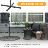 Outsunny Parasol déporté carré 2,5 x 2,5 m, parasol de jardin extérieur protection UV base croisée incluse gris foncé(m-5)