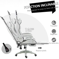 Vinsetto Chaise de gaming avec support lombaire, hauteur réglable, dossier inclinable, oreilles de lapin et appui-tête, noir(m-6)