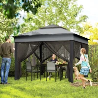 Outsunny 3 x 3(m) Pop Up Gazebo, Height Adjustable Instant Event Shelter with Netting and Carrying Bag, Grey(m-2)