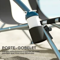 Outsunny Chaise de plage pliable chaise camping pliante légère sac de transport porte-gobelet 58 x 55 x 62 cm noir(m-6)
