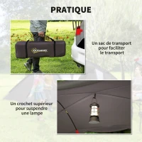 Outsunny Tente de camping familiale pour 4-6 personnes, tente tunnel imperméable 3000 mm avec 2 portes, sac de transport, noir(m-7)