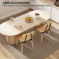 HOMCOM Lot de 2 chaises de salle à manger modernes avec pieds en acier et dossier incurvé, effet bois naturel(m-6)