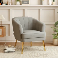 HOMCOM Poltrona in Velluto Imbottita con Gambe Dorate in Poliestere e Acciaio, 71x72x75cm, Grigio(m-2)