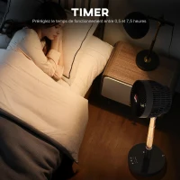 HOMCOM Ventilateur de bureau avec télécommande et batterie rechargeable, alimenté par USB, inclinaison et hauteur réglables, noir(m-8)