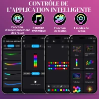 HOMCOM Lampadaire LED RGBIC contrôle APP et télécommande, musique sync, 16 millions de couleurs, modes de scène et minuterie(m-6)