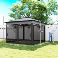 Outsunny 3 x 3(m) Pop Up Gazebo, Height Adjustable Instant Event Shelter with Netting and Carrying Bag, Grey(m-3)