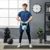 SPORTNOW Pesa Rusa 10 kg Revestimiento de PU y Relleno de Arena para Entrenamiento de Fuerza 22x16x26 cm Azul y Gris(m-2)