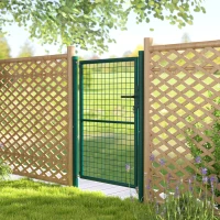 Outsunny Portillon de jardin en acier 97 x 175 cm portail de jardin avec serrure, clés et poignée, vert(m-9)