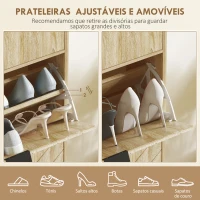 HOMCOM Sapateira Estreita com 2 Portas Gaveta e Prateleiras Ajustáveis para 8 Pares de Sapatos 60x24x105,5 cm Madeira(m-5)