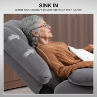 HOMCOM Elektryczny Fotel do Telewizora z Pomocą Wstawania, Funkcją Ciepła i Masażu, Pilotem i Kieszenią Boczną, Ciemnoszary(m-7)