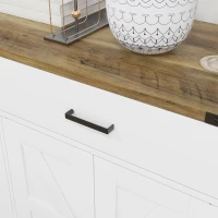 HOMCOM Buffet meuble de rangement style rural 2 tiroirs et 2 placards avec étagères réglables, 120 x 39,3 x 82,5 cm, blanc(m-9)