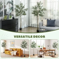 HOMCOM Set of 2 6ft/ 180cm Decorative Artificial Plant, Silk Olive Tree with 900 Leaves and 40 Olive Fruits in Pot, Fake Plant for Home, Office, Living Room, Indoor Decor(m-8)