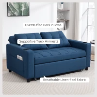 HOMCOM Two-Seater Pull-Out Sofa Bed - Dark Blue(m-6)
