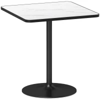 HOMCOM Table à manger pour 4 personnes table de cuisine style moderne avec plateau effet marbre et base ronde, 70 x 70 cm, blanc(m-11)