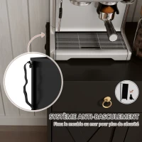 HOMCOM Buffet meuble de rangement armoire de cuisine style rural 2 tiroirs et 2 placards étagères à hauteurs réglables noir(m-7)