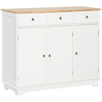 HOMCOM Aparador de Cozinha com 3 Gavetas 3 Portas e Prateleiras Ajustáveis Móvel Auxiliar de Armazenamento 101x40x85 cm Branco