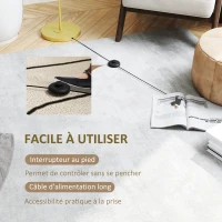 HOMCOM Lampadaire sur pied salon style moderne avec abat-jour aspect lin et interrupteur à pied 163,5 cm doré et blanc(m-5)