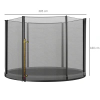 HOMCOM Red de Seguridad de Reemplazo para Trampolín Ø305 cm con Puerta con Cremallera para 6 Postes Rectos Ø305x180 cm Negro(m-3)