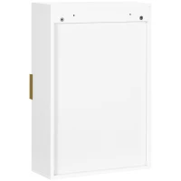 kleanking Armadietto Bagno a Muro con Anta Decorata, Maniglia Dorata e Ripiani Regolabili, 40x15x60 cm, Bianco(m-9)