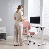 Vinsetto Multi-Adjustable Office Chair, with Lumbar Support, Headrest and Mesh Back - Pink(m-9)