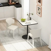 HOMCOM Table à manger pour 4 personnes table de cuisine style moderne avec plateau effet marbre et base ronde, 70 x 70 cm, blanc(m-7)