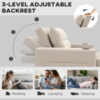 HOMCOM Two-Seater Pull-Out Sofa Bed - Beige(m-5)