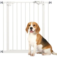 PawHut Türschutzgitter für Hunde, Absperrgitter, Schutzgitter für Haustiere, Metall, Kunststoff, 74-80 cm, Weiß(m-10)