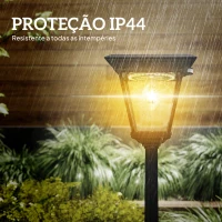 Outsunny Candeeiro Solar de Jardim com Luzes LED Acendimento e Apagamento Automático Sensor de Movimento 26x24x220 cm Preto(m-7)