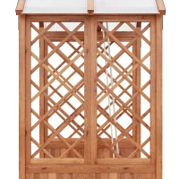 Macetero con enrejado y columpio para jardín, patio, terraza, para plantas trepadoras, 142x70x163 cm, Marrón(m-11)